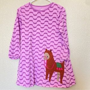 Leveret girls pink chevron long sleeve dress with llama alpaca